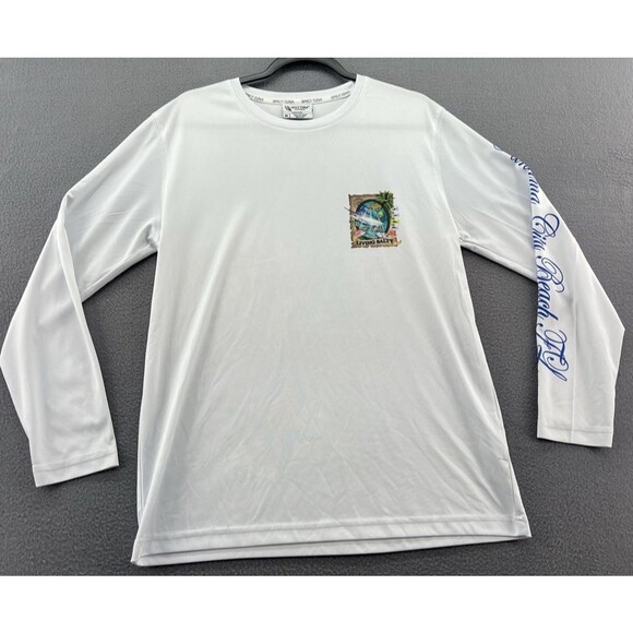 Spicy Tuna Shirt Mens Sz Medium White Long Sleeve Tee Fishing Performance - Picture 1 of 10